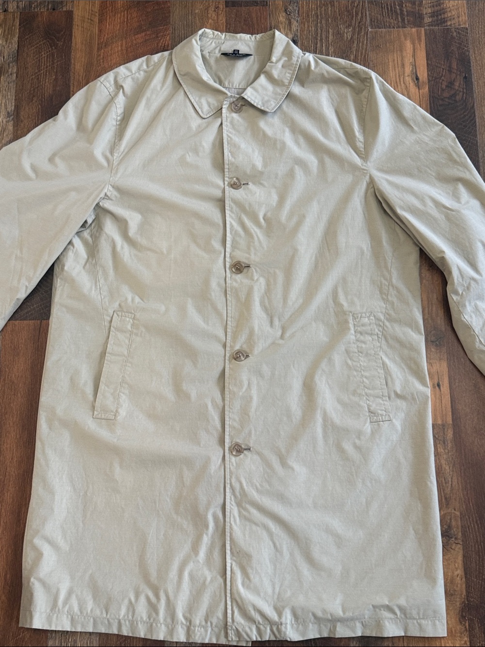 Jos. A. Bank Tan Raincoat Car Coat Jacket 44L Cotton Nylon Lightweight Long - Picture 3 of 9